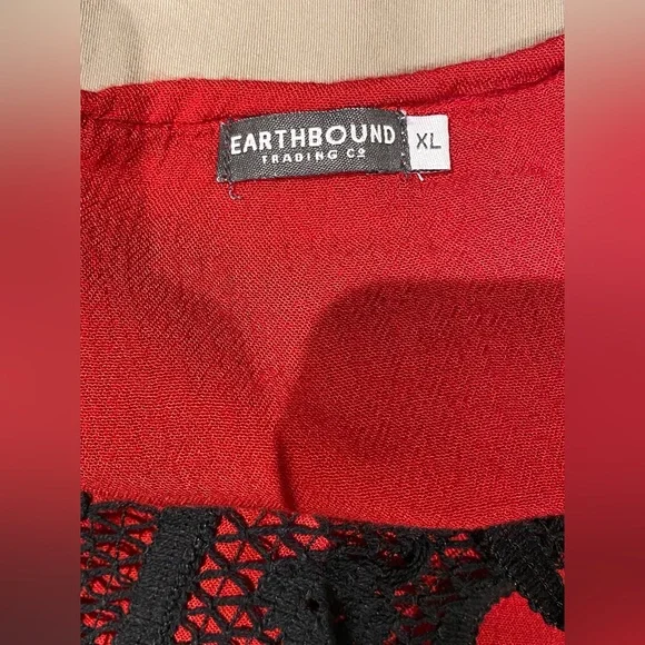 Earthbound Trading Co Red Caftan Dress, size XL - Picture 4 of 10